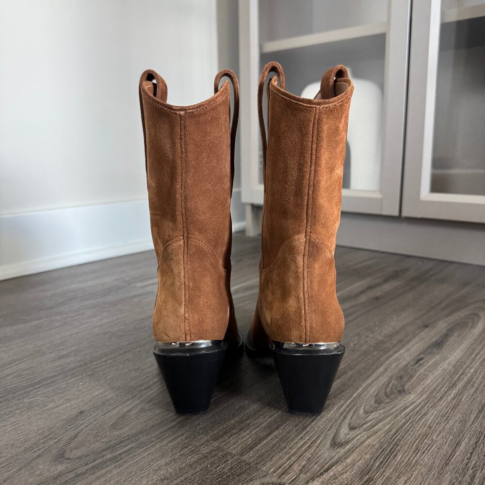 Anine Bing Mid Tania Toffee Suede Western Boots 36 NEW Cowgirl Leather Bootie - Picture 4 of 7